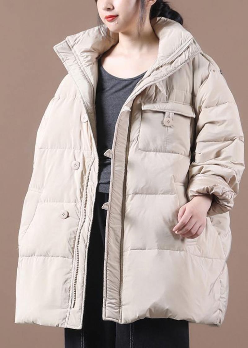 Cienka Parka W Kolorze Khaki Plus Size Z Kapturem I Zamkiem. Elegancka Odzież Zimowa - Czarny