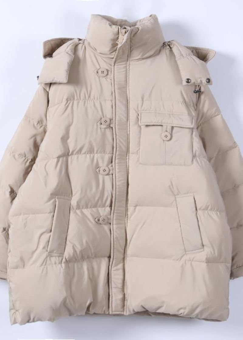 Cienka Parka W Kolorze Khaki Plus Size Z Kapturem I Zamkiem. Elegancka Odzież Zimowa - Czarny