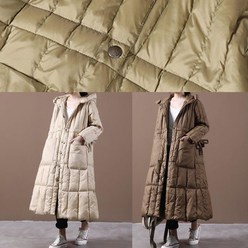 Khaki Puchowa Kurtka Damska Plus Size Zimowa Parka Z Kieszeniami Nowe Kurtki - Kurtki puchowe damskie