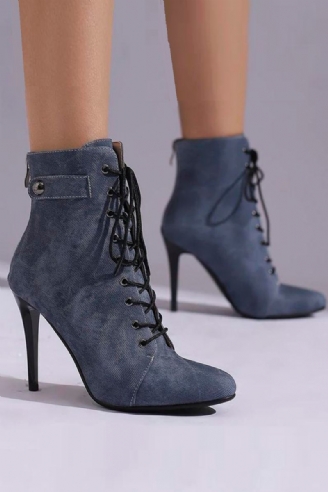 Botki Damskie Krótkie Buty Jesień Wiosna Denim