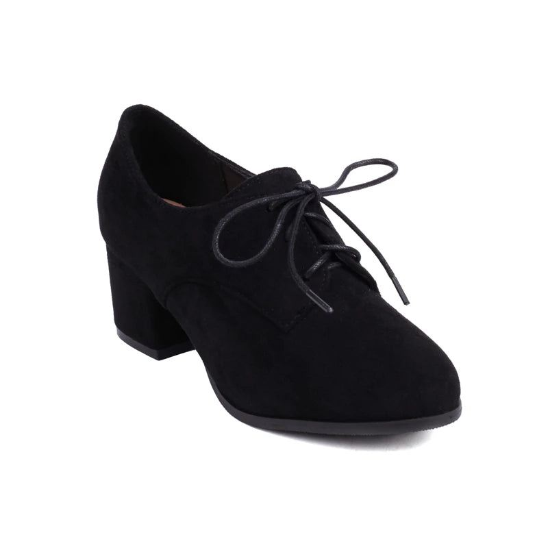 Eleganckie Damskie Buty Na Niskim Obcasie Mokasyny Na Oxford Party Shoes Ladies - Czarny