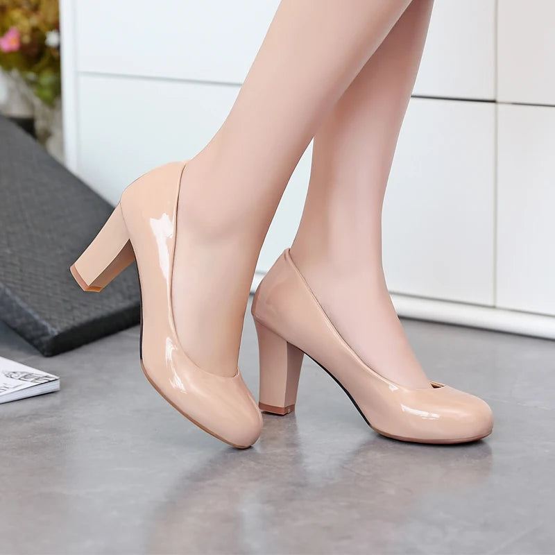 Obcasy Klasyczne Szpilki Damskie Czółenka Buty W Stylu Casual Imprezowa Ślubne Biurowe Lady Dress Pump - Kremowy