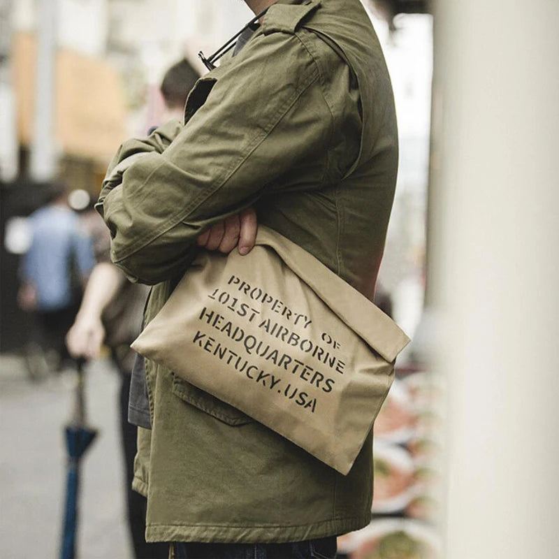 Męska Kopertówka Amerykańska Retro Torebka Narzędziowa Khaki Płócienna Torba Z Olejowanego Wosku Codzienna - Kawa