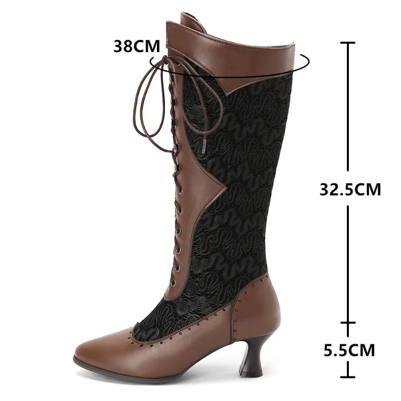 Buty W Stylu Vintage Kobieta Retro Sznurowane Szpiczaste Toe Niskie Na Obcasie Dla Kobiet - Czarny