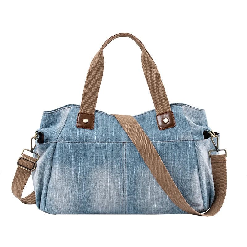 Luksusowe Torby Damskie Torebka O Dużej Pojemności Denim Tote Bag Damska Torba Na Ramię - Niebieski