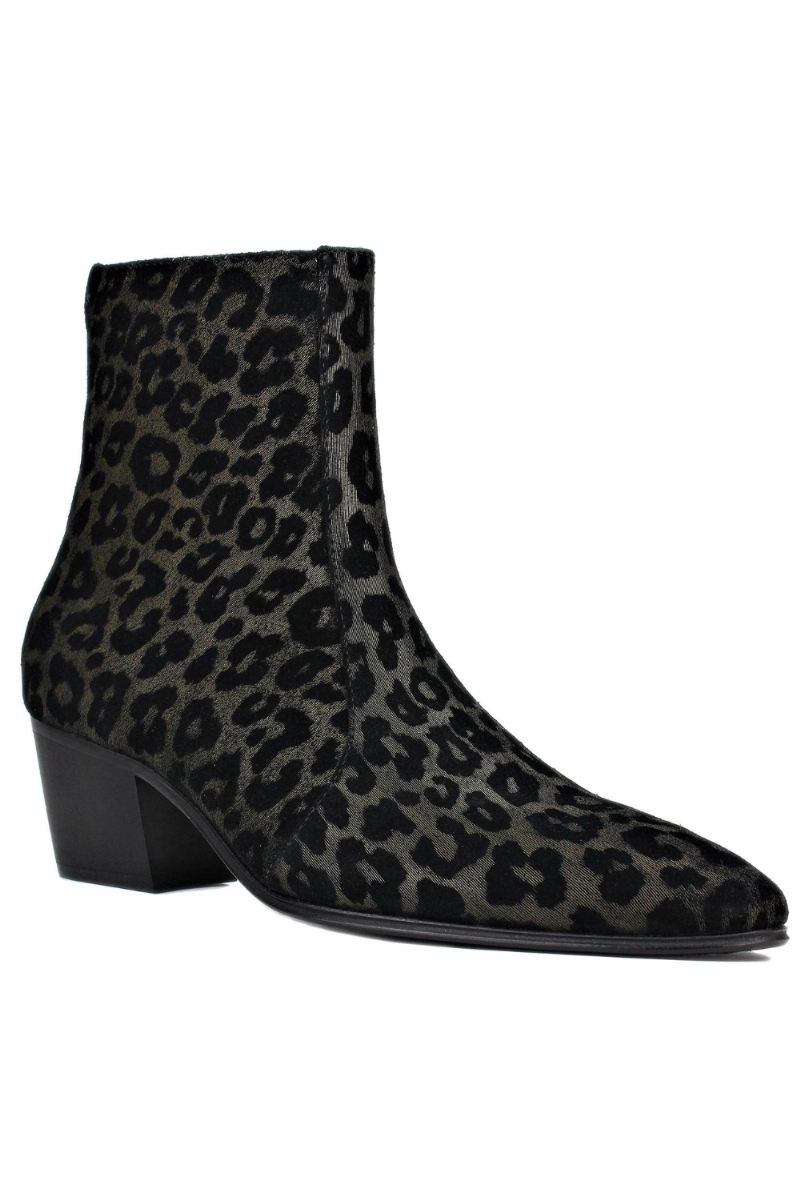 Buty Męskie Z Prawdziwej Skóry Zamek Błyskawiczny W Kostce Leopard Chelsea Dress Boots Klasyczne