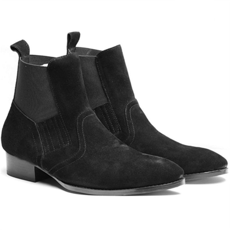 Ekskluzywne Euro Vintage Luksusowe Wsuwane Buty Wyatt Classic Z Uprzężą Do Kostki Chelsea Boots Spersonalizowane Oddychające Na Koturnie Punk - Czarny