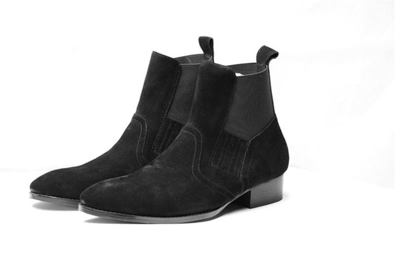 Ekskluzywne Euro Vintage Luksusowe Wsuwane Buty Wyatt Classic Z Uprzężą Do Kostki Chelsea Boots Spersonalizowane Oddychające Na Koturnie Punk - Czarny