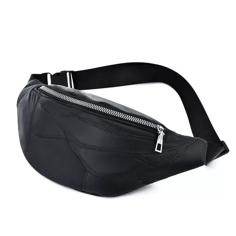 Damska Skórzana Saszetka Sac Fanny Pack Sac Femme Packs Talia Torba Na Klatkę Piersiową - Niebieski