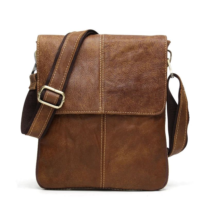 Torby Męskie Z Prawdziwej Skóry Męska Torba Z Klapką Casual Na Ramię Crossbody Torebki - Żółty