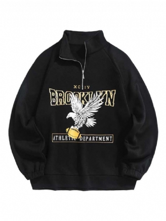 Bluzy Męskie Z Polarową Podszewką Brooklyn Eagle Bluza Z Grafiką Unisex Z Kapturem Z Golfem Zipper Streetwear Swetry