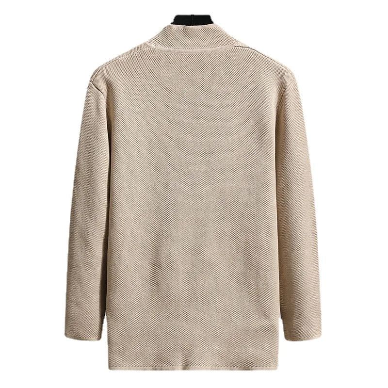 Jesienna Slim Fit Dzianinowa Marynarka Męska Top Sweter Płaszcze Codzienne Kurtka Męskie Ubrania Z Dzianiny - Khaki