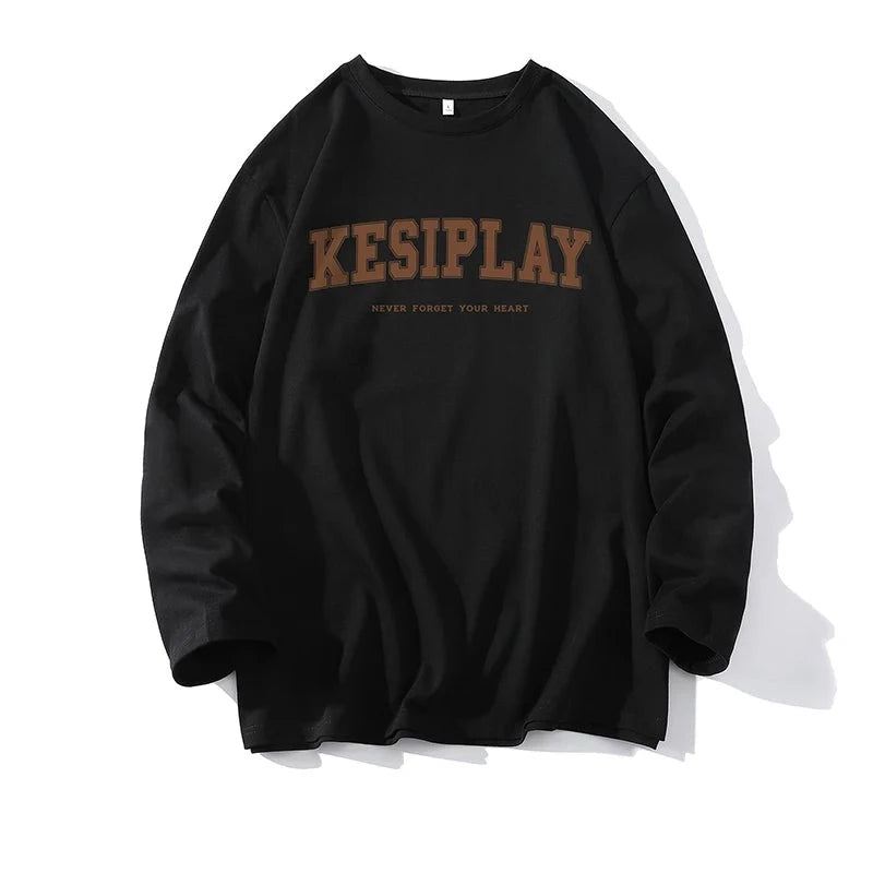 Męska Koszulka Z Długim Rękawem Koszulki Unisex Hip Hop Streetwear Bawełniane Męskie - Czarny