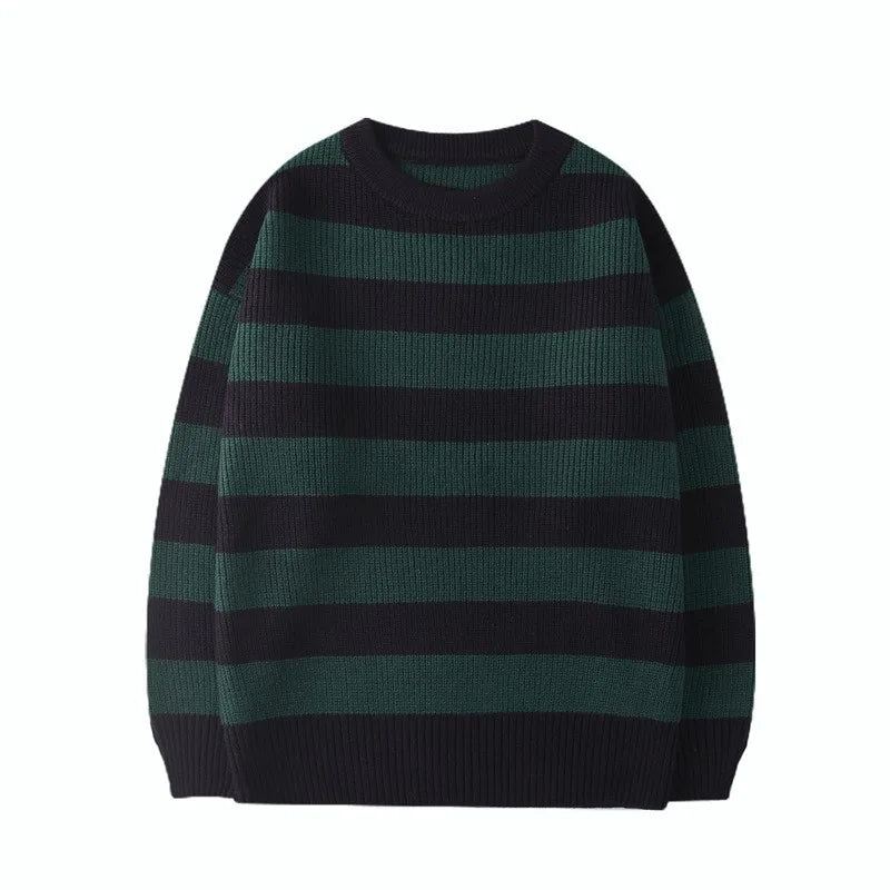 Streetwear Sweter W Paski Vintage Z Dzianiny Swetry Tate Langdon W Tym Samym Stylu - Zielony