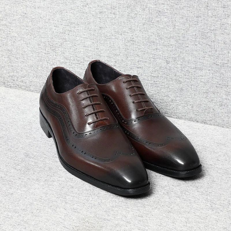 Ręcznie Robione Męskie Oryginalne Skórzane Buty Oxford Classic Brogue - Czarny