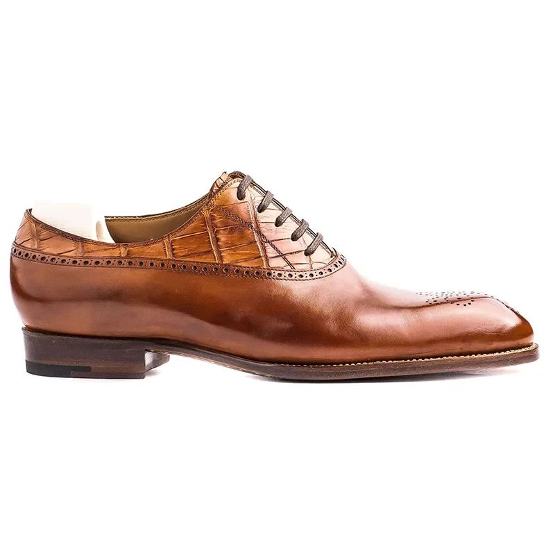 Sukienka Oxford Brogue Style Buty Męskie Z Prawdziwej Skóry Najlepsze Formalne Oryginalne Biznesowe Od Projektantów - Brązowy