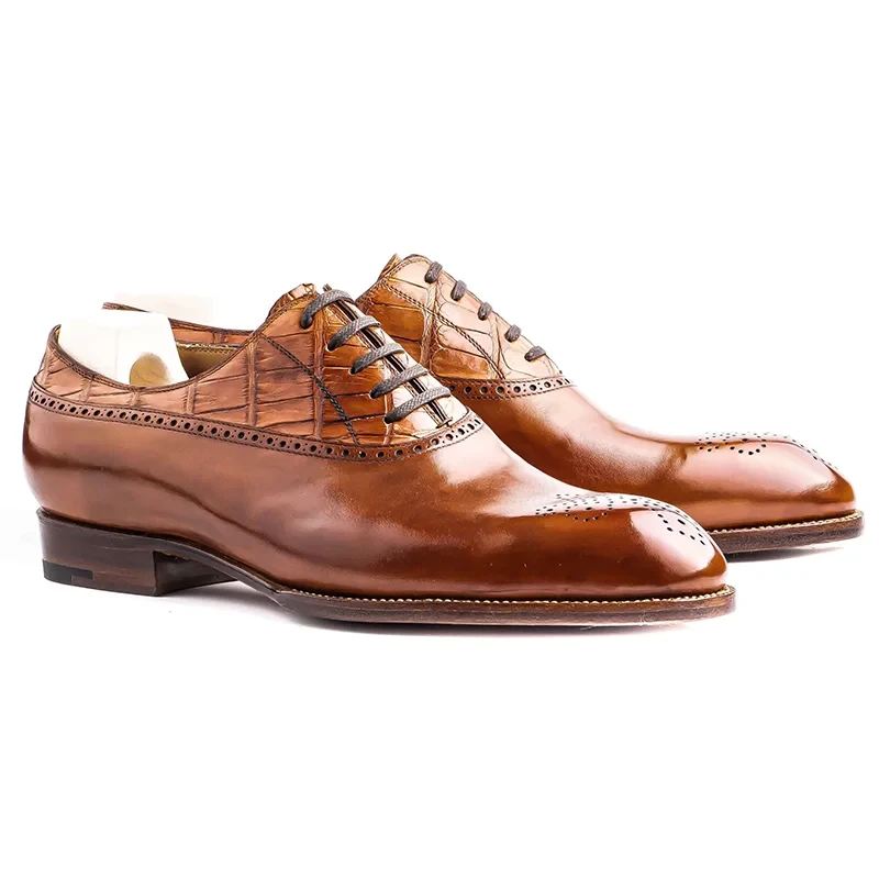 Sukienka Oxford Brogue Style Buty Męskie Z Prawdziwej Skóry Najlepsze Formalne Oryginalne Biznesowe Od Projektantów - Brązowy